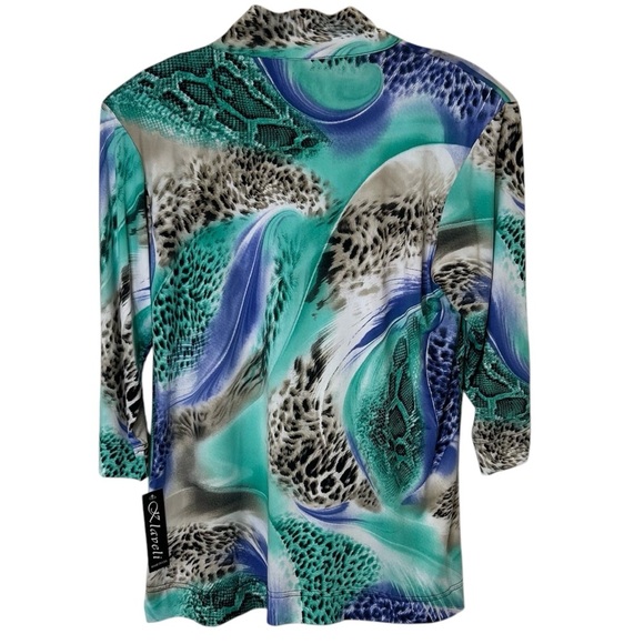 Klaveli Blue and Green 3/4 Sleeve Blouse. NWT - Picture 4 of 8